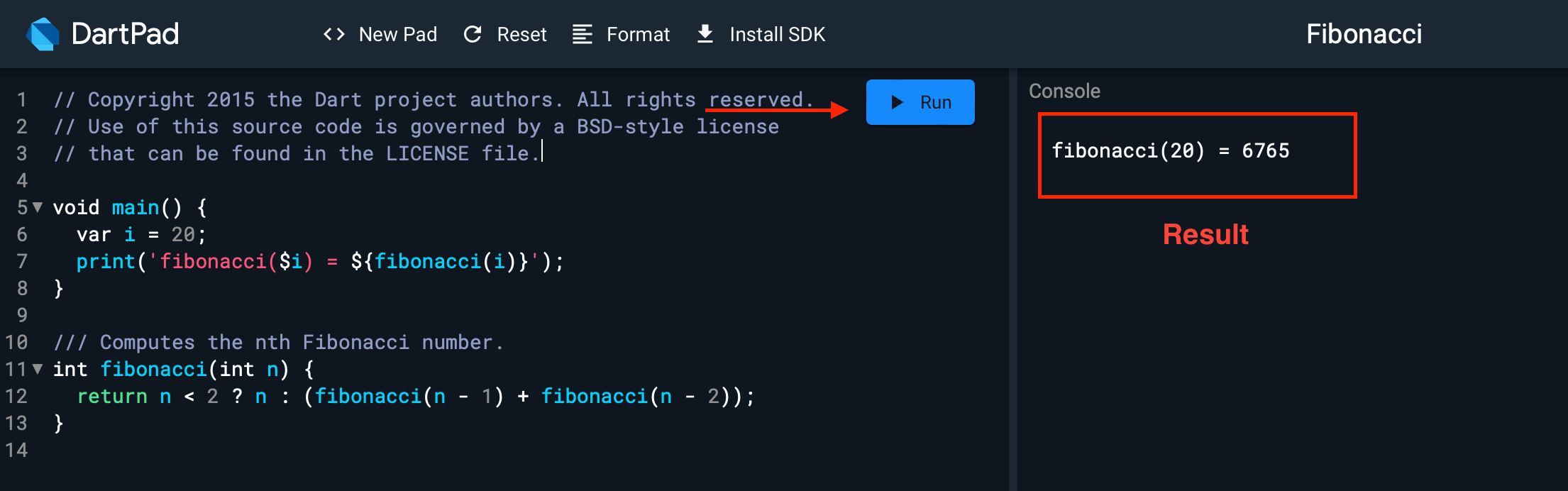 Dartpad Run Dartpad Run